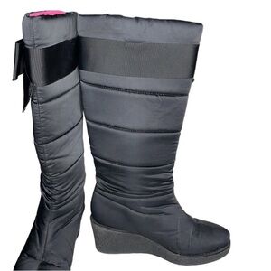 KATE SPADE ♠️ Cagney wedge puff black winter boot with bow